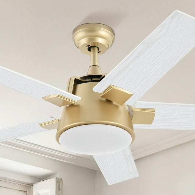 Ventilador de techo YITAHOME de 52 pulgadas con luz LED blanca dorada