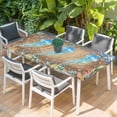 thumbnail image 2 of Jellyfish Coastal Table Cloths for 6 Foot Rectangle Tables, Summer Nautical Starfish Coral Brown Anchor Patio Waterproof Elastic Fitted Tablecloths, Washable Rectangular Table Cover for Camping, 2 of 8