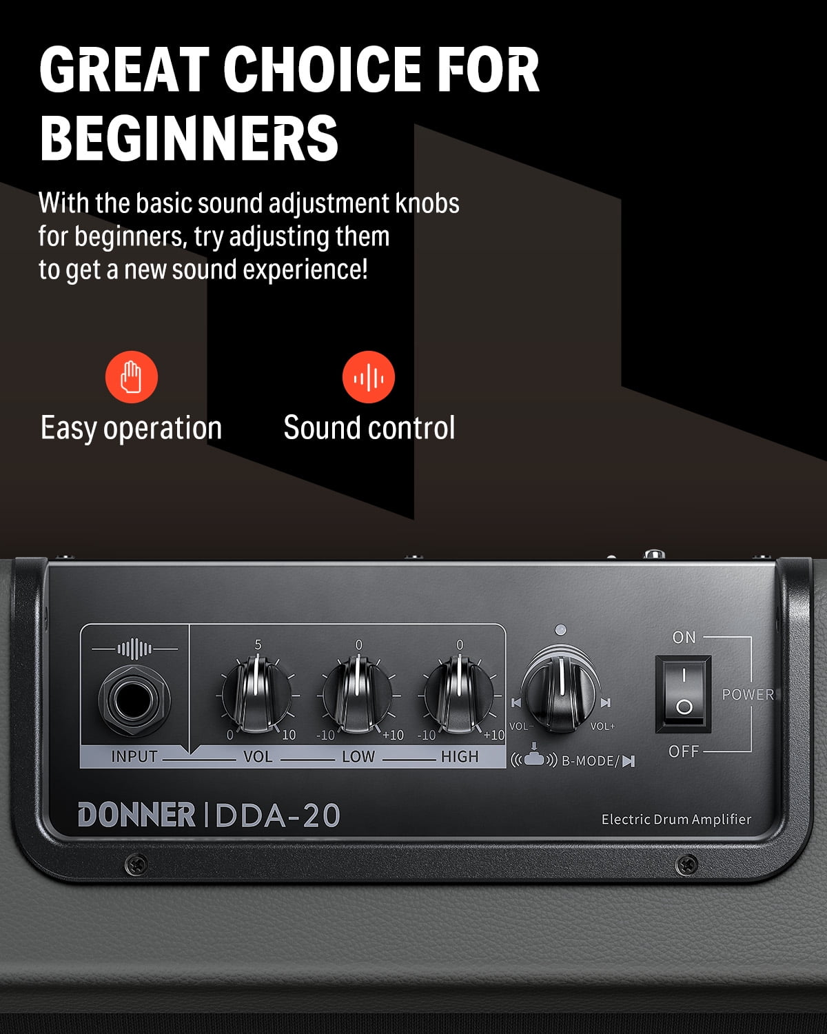 Donner Electric Drum Amp, 20W Mini Wireless Beginner Electronic Drum Amplifier Keyboard Speaker for Home Practice Oudoor