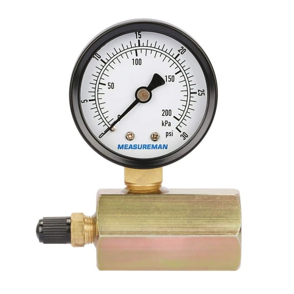 Measureman 2" Steel Gas Pressure Test Gauge Assembly, 3/4" FNPT Connection, 0-30 psi/kpa, +/-3-2-3% Accuracy