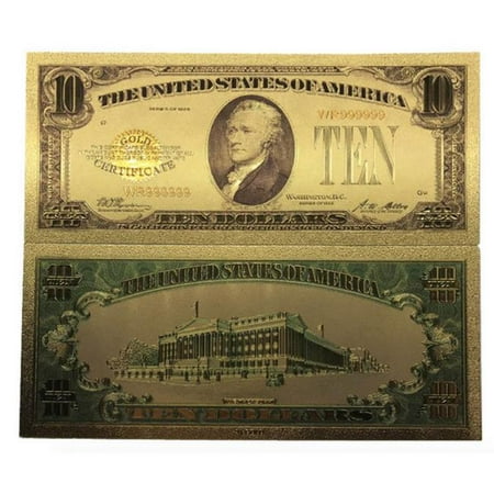 Ten Dollar Commemorative Collectible Premium Replica Paper Money Bill 24k Gold Plated Fake Currency Banknote Art Holiday (Best Paper To Make Fake Money)