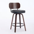 thumbnail image 3 of 26 Inch Counter Height Swivel Bar Stools, Set of 2 Upholstered Faux Leather Bar Chairs with Walnut Back, Bentwood Legs, Mid Century Modern Island Stools for Kitchen Counter, 3 of 20