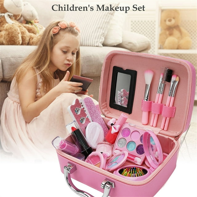 Set de Juguetes de Maquillaje Lavable | Kit de juego de cosméticos DIY | Accesorios de belleza de simulación no tóxicos para juegos imaginativos | Set cosmético completo | 630 gramos | 20x16x8cm
