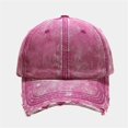 thumbnail image 3 of Washed Distressed Denim Baseball Cap for Men Women Vintage Retro Dad Hat with Frayed Edges and Holes, Soft Cotton Sun Protection Adjustable Trucker Cap for Everyday Casual Apparel Outdoor Gear, 3 of 4