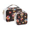 thumbnail image 2 of Hearts Or Balloon Clear Cosmetic Bags with Handles PVC Toiletry Bags Zipper Waterproof Portable for Traveling 2 Pcs, 2 of 7