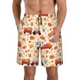 thumbnail image 2 of Uemuo Pumpkins On Red Car And Tractor Pattern Men's Swim Trunks Hawaiian Beach Bathing Suit Swimsuits Beach Quick-Dry Shorts with Pockets-, 2 of 9