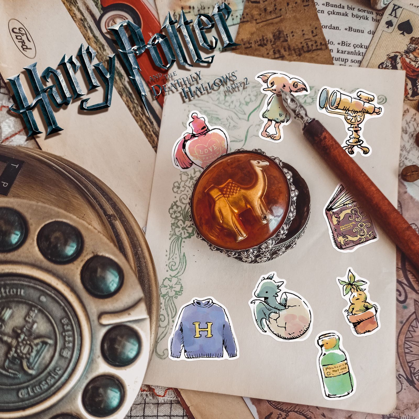 Conquest Journals Harry Potter Watercolor Vinyl Stickers, Set of 60 Unique  Stickers Including 5 Holograms, Waterproof and UV Resistant, Great for All