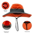 thumbnail image 3 of Empire Cove Womens Sun Hat Wide Ponytail Bucket Cap Sports UV Protection Orange, 3 of 5