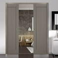 thumbnail image 3 of French Double Pocket Doors 60 x 80 with Frames | Quadro 4111 Grey Ash | Kit Trims Rail Hardware | Solid Wood Interior Pantry Kitchen Bedroom Sliding Closet Sturdy Door, 3 of 6