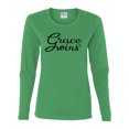 thumbnail image 2 of Wild Bobby Grace Wins Script Inspirational/Christian Women Graphic Long Sleeve Tee, Kelly, X-Large, 2 of 5