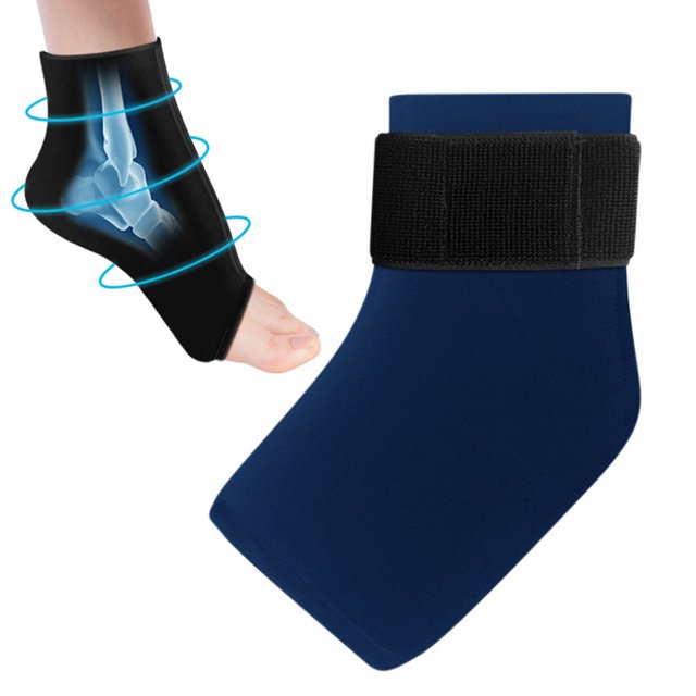 EIMELI Ankle Ice Pack Wrap for Swelling Plantar Fasciitis Relief | Reusable Gel Cold/Hot Compression Brace | 360° Coverage for Injuries | One-Size Adjustable | Foot Ankle Heel | 1 Pack