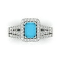 thumbnail image 2 of Clara Pucci 18K White Gold Emerald Cut 1Ct Simulated Turquoise Engagement Ring + Matching Band - Luxury Box Included, 2 of 7