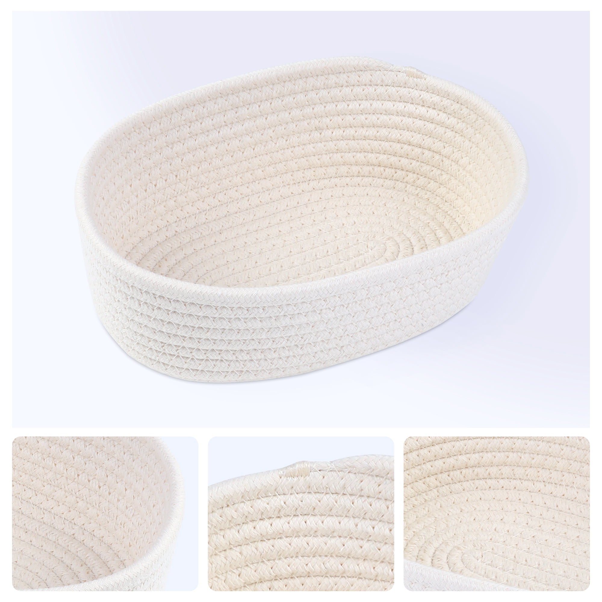 Unique Bargains 3Pcs Storage Basket for Key Tray Bowl Beige 10.2*6.3*3.1in