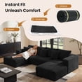 thumbnail image 3 of BELHOME 134" U-Shaped Sectional Sofa Boneless Couch, Modular Cloud Couch 50D High-Resilience Foam Compression Sofa, No Assembly Required, Corduroy Deep Seat Sofa for Living Room Apartment, 3 of 10