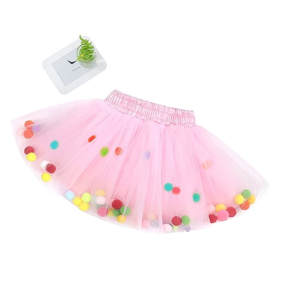 HOMADLES Girls Mesh Tutu Skirt Dance High Waist Layered Tutu Skirt Princess Party Skirt for Girls Pink L
