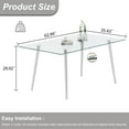 thumbnail image 6 of 63" Rectangular Glass Dining Table for 4-6 Persons with Clear Tempered Glass Top & Plated Metal Legs, Modern Kitchen Table for Dining Room, Home Office, Meeting, 6 of 6
