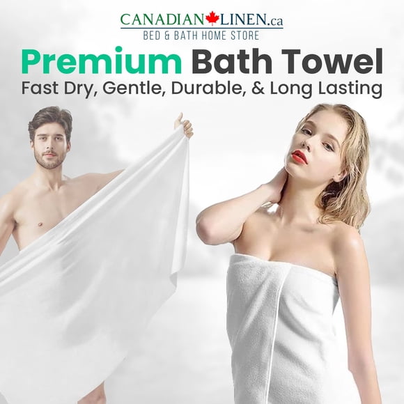 Canadian Linen Premium White Bath Towels, 24x48 inches 6 Pack 400 GSM Cotton Pool Towels, Soft Absorbent Quick Dry Bathroom Towel Set, Fade Resistant Hotel, Gym, Spa, Shower Hair Dry Body Towels
