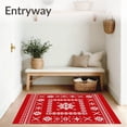 thumbnail image 3 of ODIKA 2'x3' Machine Washable Non-Slip Area Rug, Nordic Snowflake Medley with Festive Stars and Scandi Motifs High Traffic Rug with Pad, Red, 732993, 3 of 8