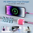 thumbnail image 3 of Compatible for iPhone Charger Fast Charging, 20W PD USB C Charger with Charging Cable 6FT, Type C Charging Block USB C Block Charger Adapter Plug Brick Cube Compatible for iPhone, Pink, 3 of 6