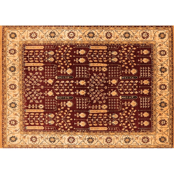 Ahgly Company Indoor Rectangle Oriental Orange Industrial Area Rugs, 7' x 9'