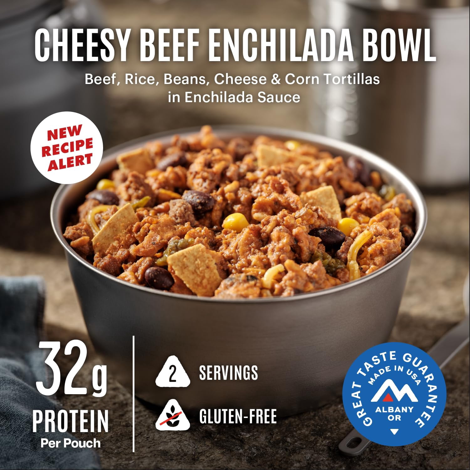 Mountain House Cheesy Beef Enchilada Bowl Freeze-Dried Food, Gluten-Freeze, 30-Year Shelf-Life, 12 Servings, 6 Pack