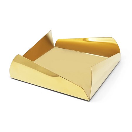 Vivience Fol Square Serving Tray Platter Stainless Steel Decorative Tray Home Decor, Gold