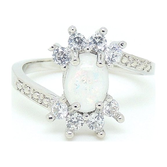 Zaire Statement Ring Created Fire Opal Clear CZ Womens Ginger Lyne Collection
