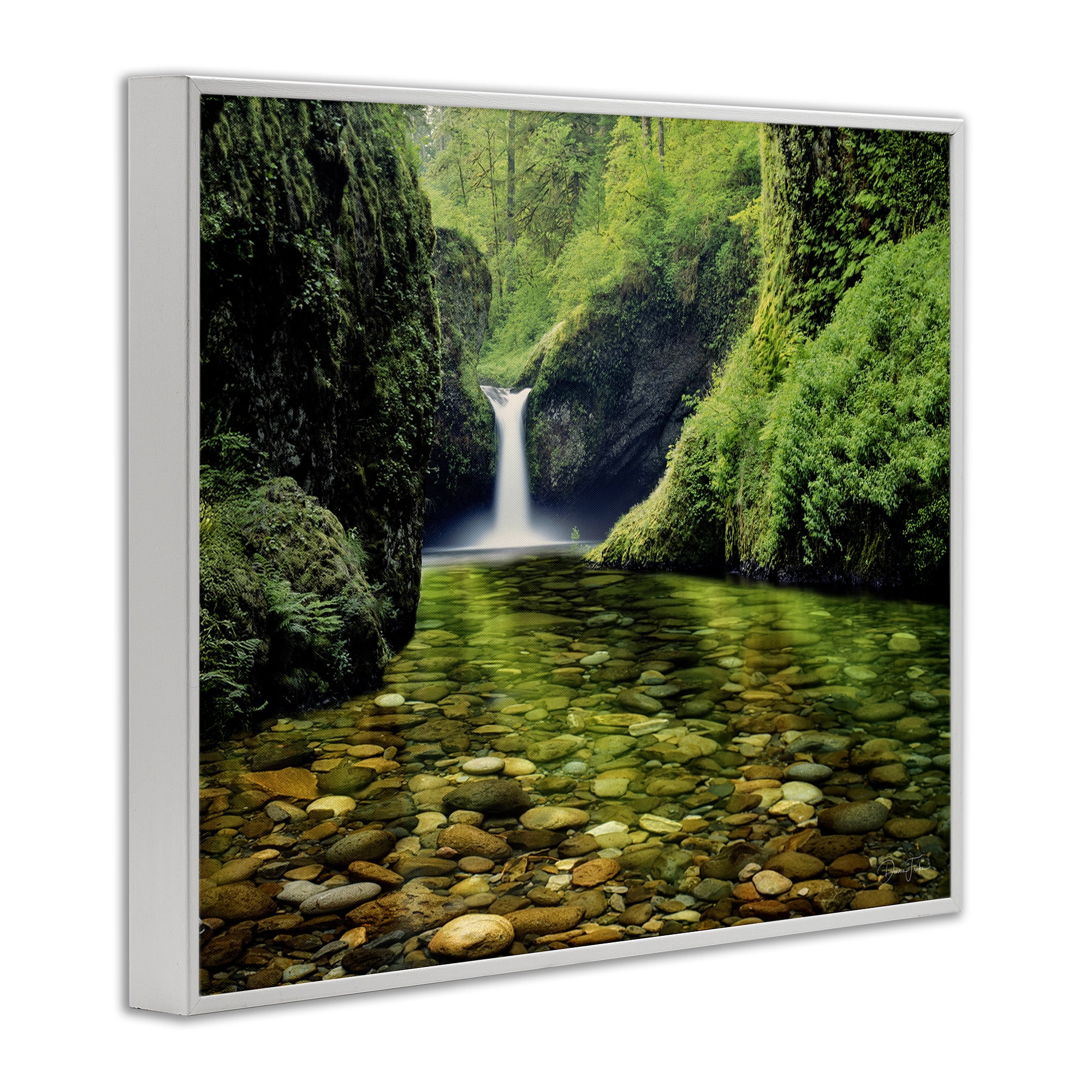 Stupell Industries Punchbowl Falls in Emerald Forest White Framed Giclee Art, design by Dennis Frates