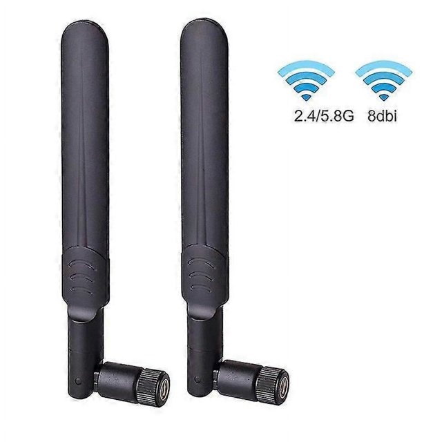 Antena WiFi de doble banda de 2,4 GHz, 5 GHz y 5,8 GHz, 8 dBi, SMA macho (paquete de 2) para seguridad de video con cámara IP inalámbrica