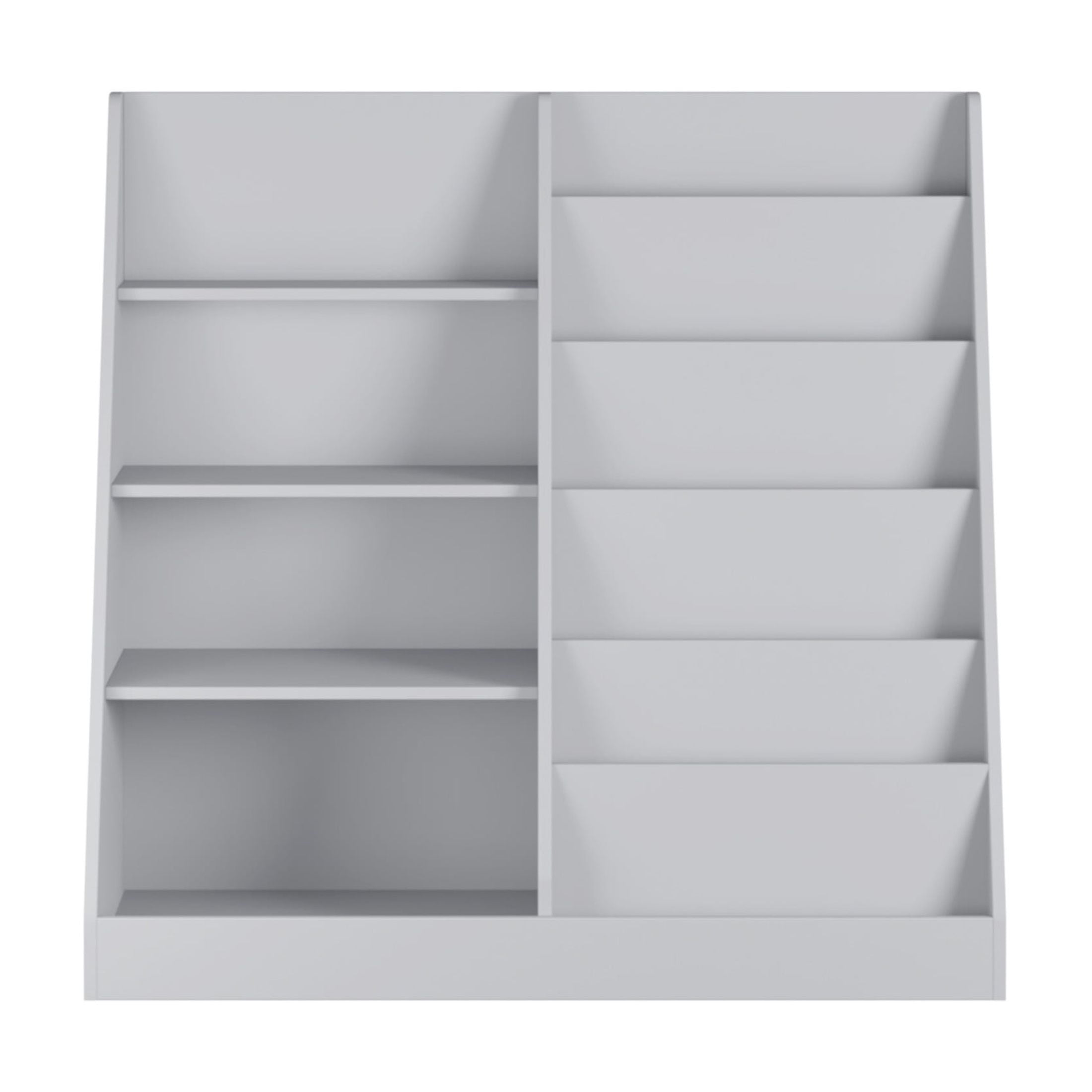 Noble House Polly Kids Display Bookshelf, Toy Storage Organizer, 4-Tier Wooden Bookcase with Bin Cabinet, Gray