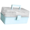 thumbnail image 3 of Pill Storage Box 3-Layer Large Capacity Home Cosmetics Case Plastic Sundries Organizer  Ordinary Style  Pink, 3 of 10