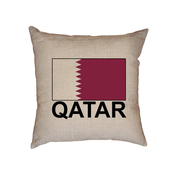 Qatar Flag - Special Vintage Edition Decorative Linen Throw Cushion Pillow Case with Insert