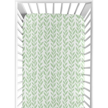 Sweet Jojo Designs Sunflower Green and White Fitted Crib Sheet