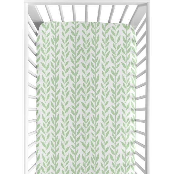 Sweet Jojo Designs Sunflower Green and White Fitted Crib Sheet