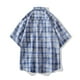 thumbnail image 3 of Mens Manga Corta Botón Abajo Camisas Cuadrado Gira Abajo Cuello Casual Camisa para Hombres, Blusa de Verano de Poliéster, 3 of 7