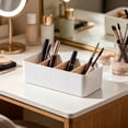 thumbnail image 6 of chaungfeng White Desktop Organizer, Bamboo Remote Control Holder Cosmetic Storage Basket, Desk Storage Box Pencil Pen Holder Caddy for Office Home Bedside Nightstand Organization, 6 of 9