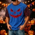 thumbnail image 4 of DORKASM Men Halloween Shirts Short Sleeve Ghost Graphic Comfy T Shirt Round Neck Spooky Skeleton 2026 T-Shirt Funny Print Fall Winter Lounge Blouse Blue 2XL, 4 of 7