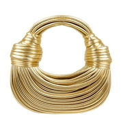 ESSENCENEWYORK Chic Gold Vegan Leather Weave Handbag: Elegant Style for Parties, Holidays, and Dates