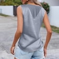 thumbnail image 3 of Women's Silky Satin Sleeveless Tank Tops V Neck Casual Elegant Blouses Loose Fit Summer Shirts Sky Blue S, 3 of 3