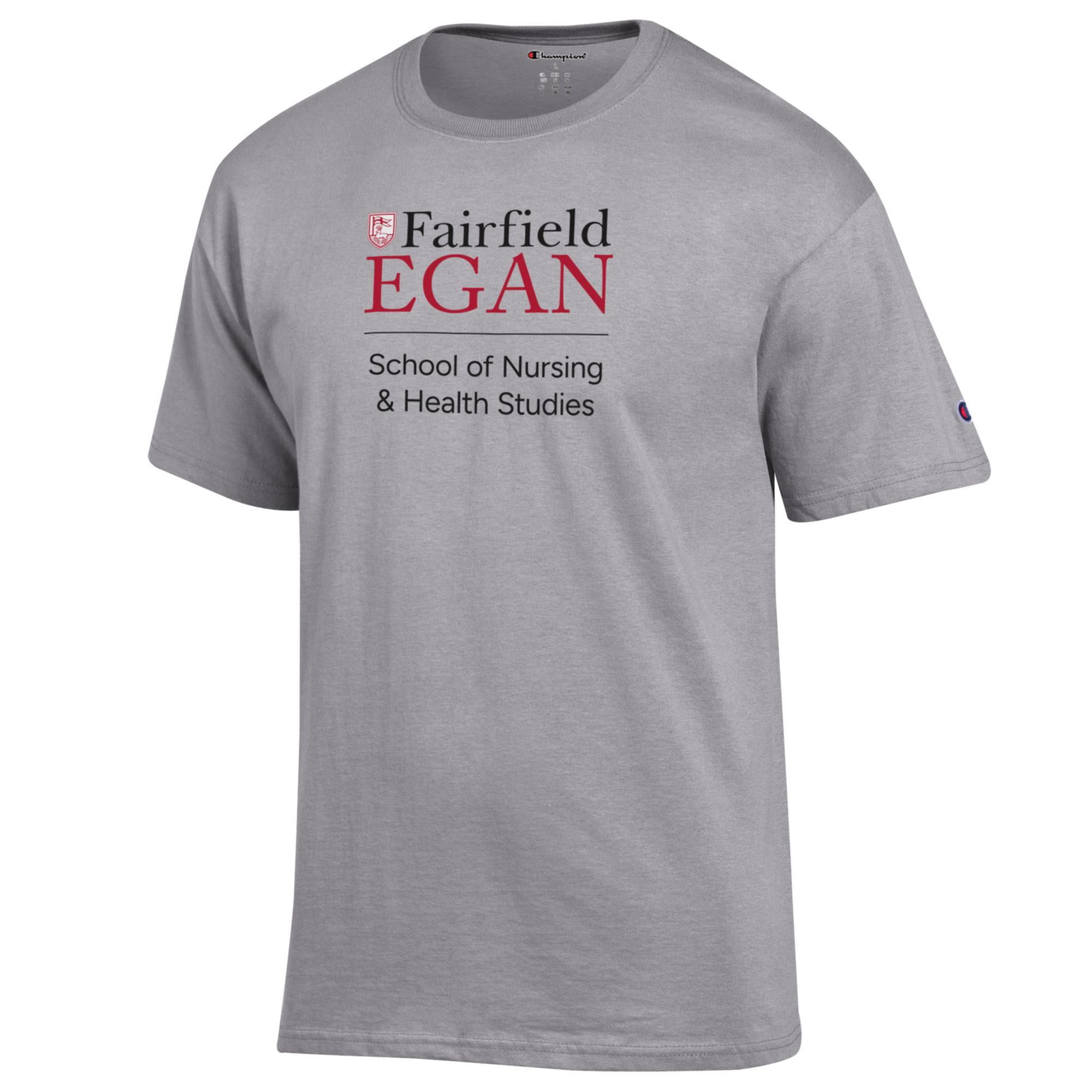 Men's Champion Gray Fairfield Stags Egan School of Nursing & Health Studies Jersey T-Shirt