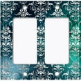 thumbnail image 6 of Metal Light Switch Plate Cover Elegant Teal White Damask DAM048, 6 of 13