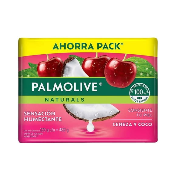 Jabon de Baño Palmolive Naturals Sensación Humectante Cereza y Coco 4 x 120 g
