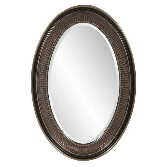 Tyler Dillon Bronze Ribbed Oval Framed Wall Mirror