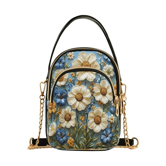 ALAZA Chain Crossbody Bags for Women Flower Patern2 Shoulder Handbag Phone Purse