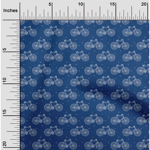 oneOone Cotton Poplin Fabric Dot & Bicycle Block Printed Craft Fabric BTY 42 Inch Wide