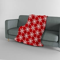 DeskAKBK Christmas Plush Throw Blanket 50x60 Inches, Red Festive Holiday Blanket with Snowflake Tree Patterns, Soft Flannel Couch Bed Blanket for Winter Decor and Gift