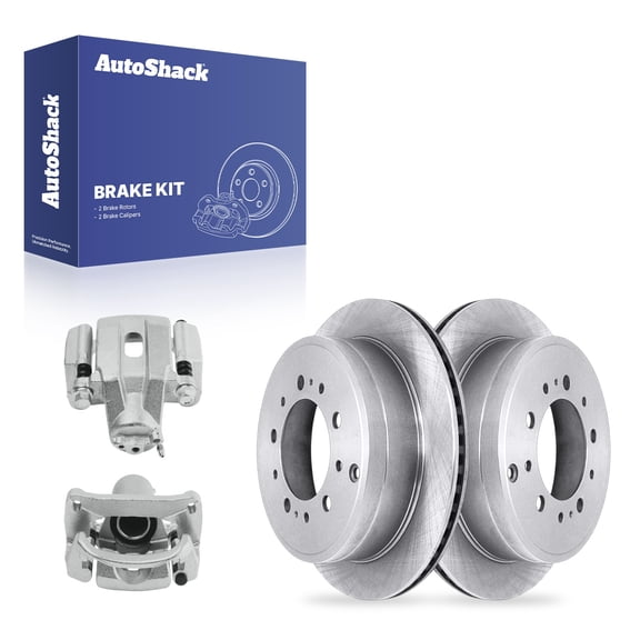 AutoShack Rear Vented Brake Rotors   Calipers 4-PC Brake Kit Replacement for 2007-2016 Toyota Tundra 2008-2016 Toyota Sequoia 13.58" (345 mm)