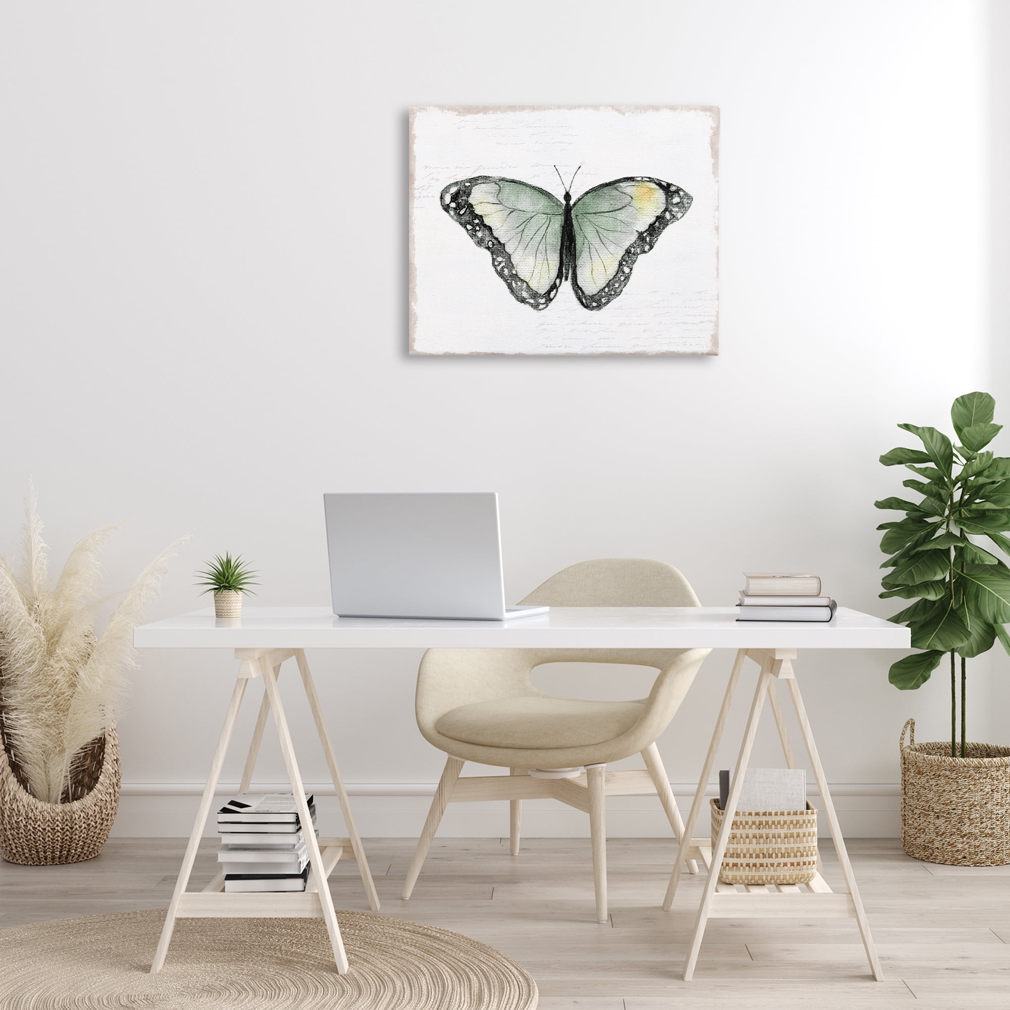 Stupell Industries Simple Butterfly Visage Animals Painting Wrapped Canvas Art Print Wall Art, 30 x 24