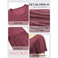 thumbnail image 6 of MOYIKO Women Summer Top Short Puff Sleeve Crewneck Basic T-shirt Burgundy Loose Fit Plain Tee XXL, 6 of 7