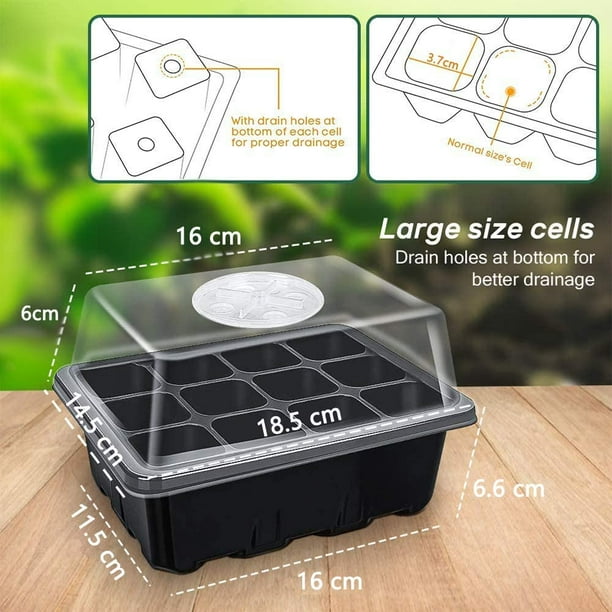 Lot De 6 Boîtes De Culture Avec Tapis Chauffant 72 Cellules - Mini Serre Pour Semis